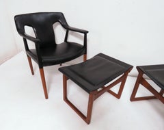 Ejner Larsen und A. Bender Madsen Dänischer Teakholz-Sessel und Ottomane-Set