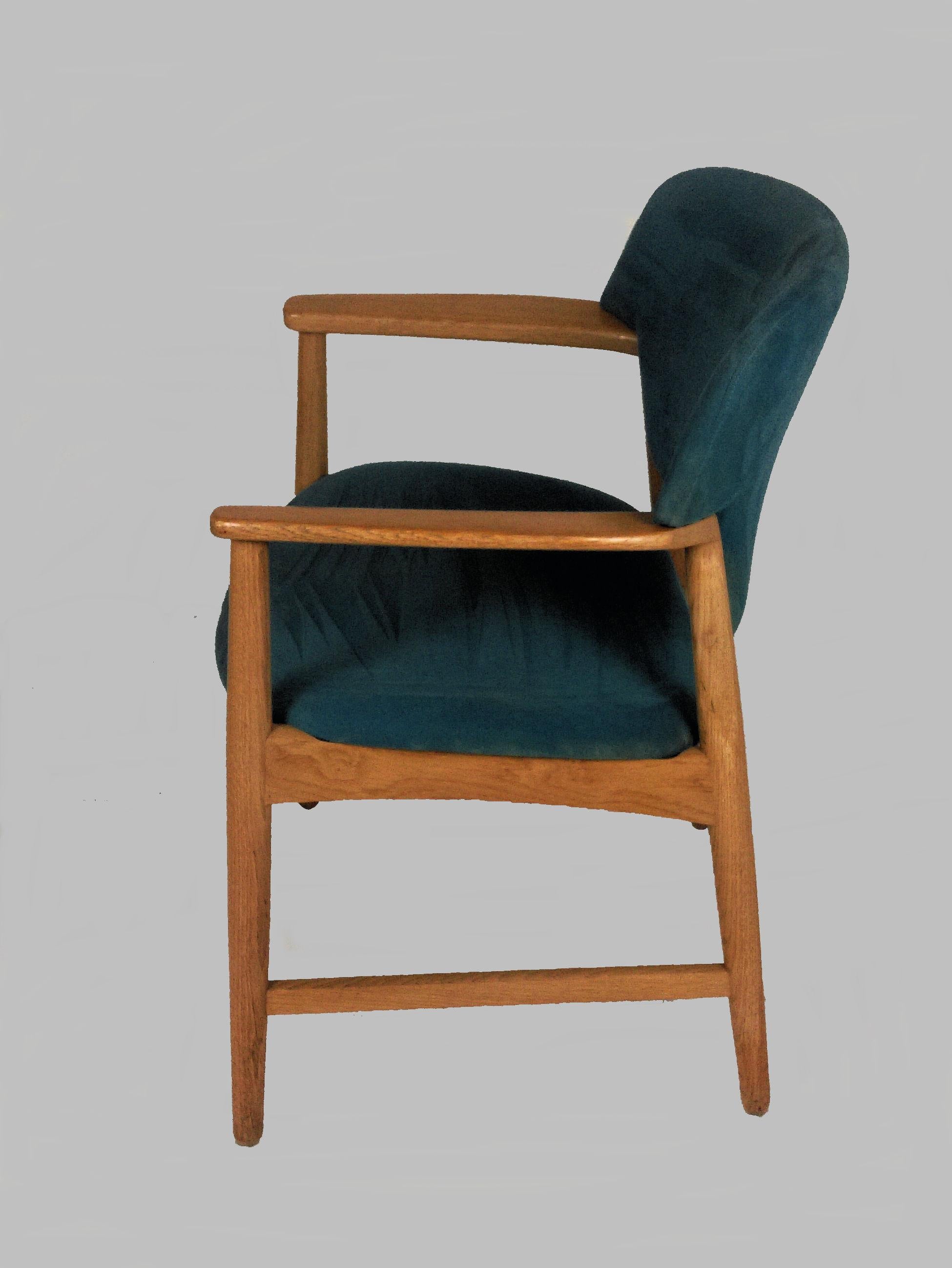 Danish Ejner Larsen and Axel Bender Madsen Oak Armchair / Desk Chair, Inc. Reupholstery For Sale