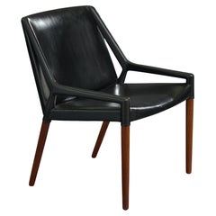 Ejner Larsen & Axel Bender Madsen, Lounge Chair, Teak, Leather, Denmark, 1950s