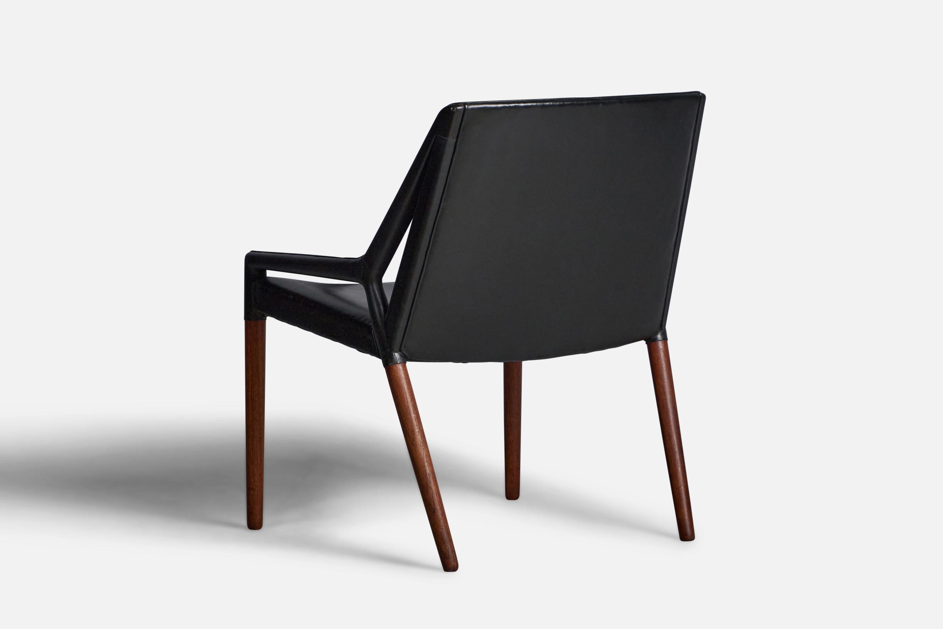 Scandinavian Modern Ejner Larsen, Axel Bender Madsen, Rare Lounge Chair, Teak, Leather, 1951 Denmark For Sale