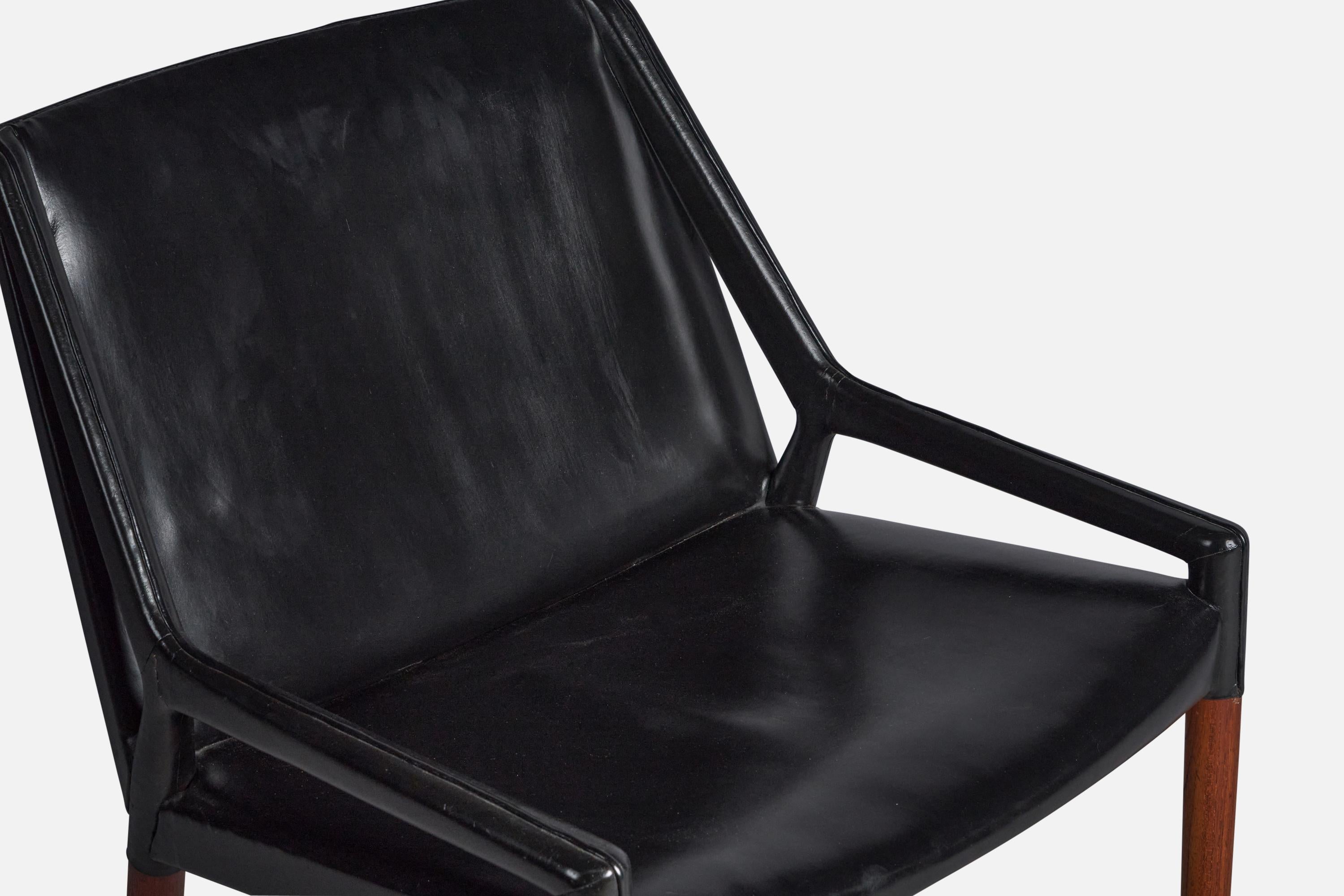 Mid-20th Century Ejner Larsen, Axel Bender Madsen, Rare Lounge Chair, Teak, Leather, 1951 Denmark For Sale