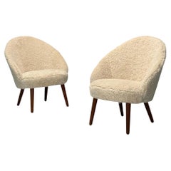 Ejvid Johansson, Danish Mid-Century Modern, Lounge Chairs, Shearling, 1950s