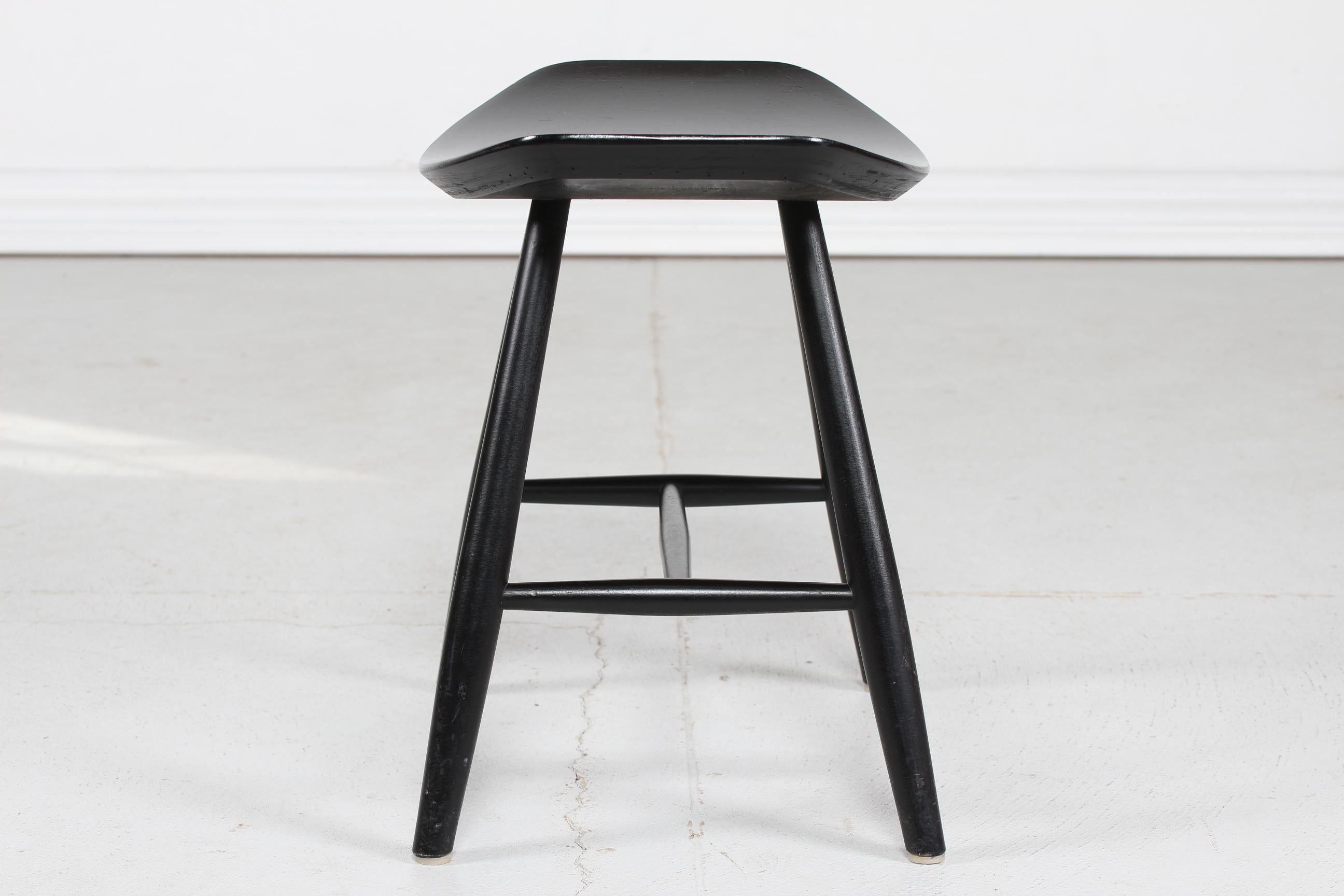 Lacquered Ejvind A Johansson Black Stool Model No. J 63 for FDB Furniture Denmark 1950s