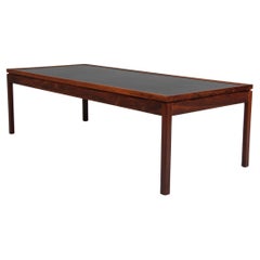 Retro Ejvind A. Johansson coffee table rosewood and black formica, 1960s Denmark