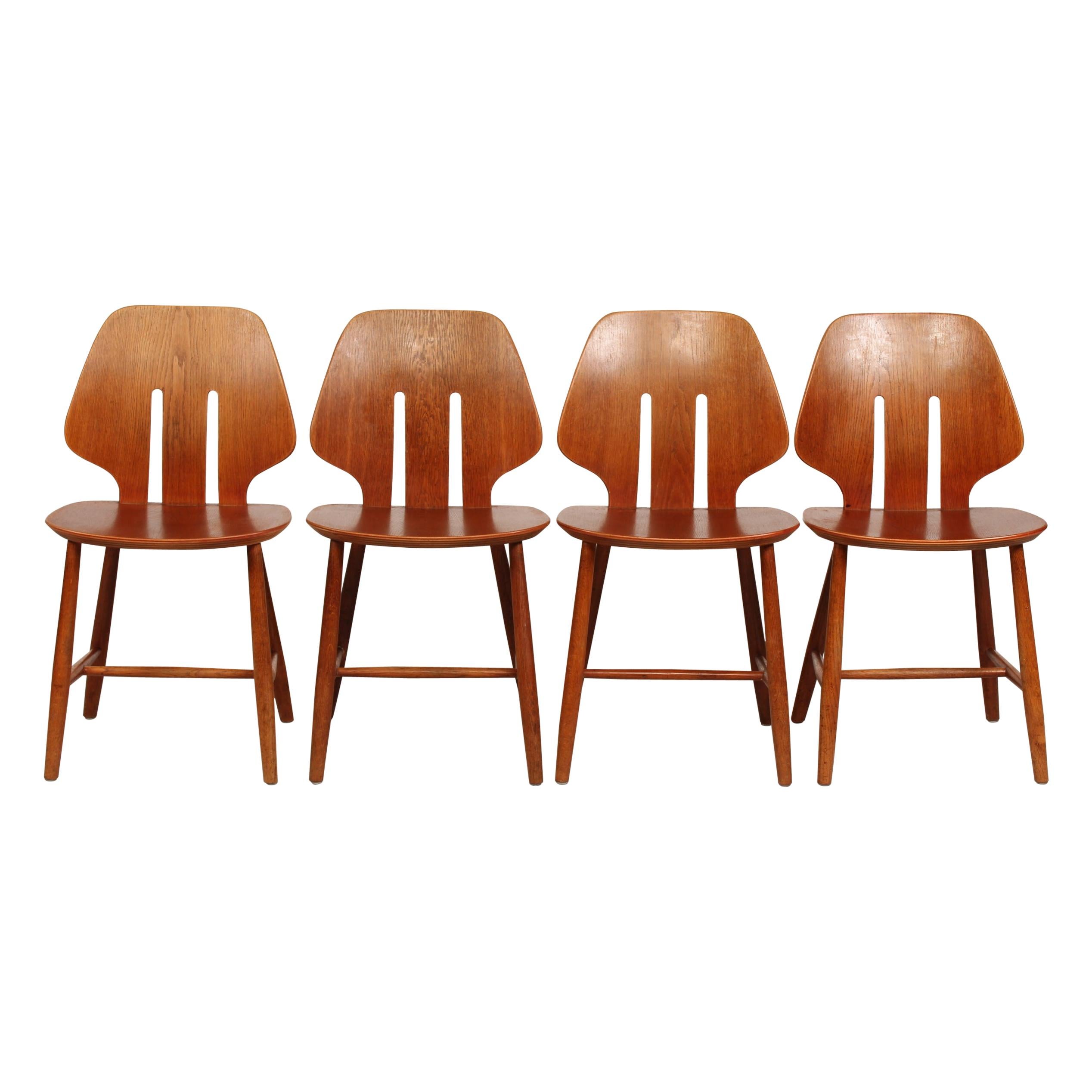 Ejvind A Johansson Set of Four Chairs for FDB Model No. J 67 Made of Oak, 1950s