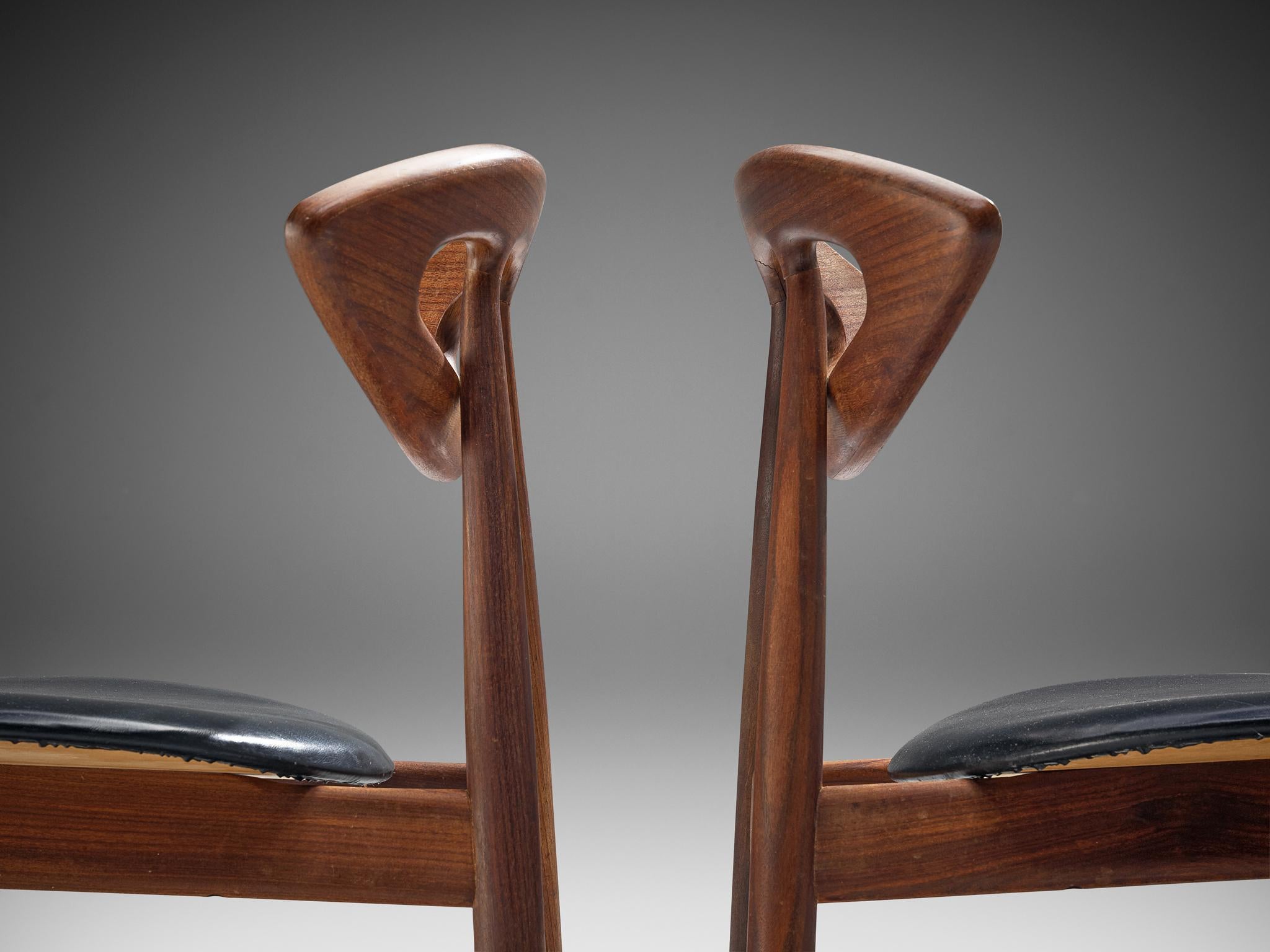 Leather Ejvind A. Johansson Set of Six 'Eye' Dining Chairs
