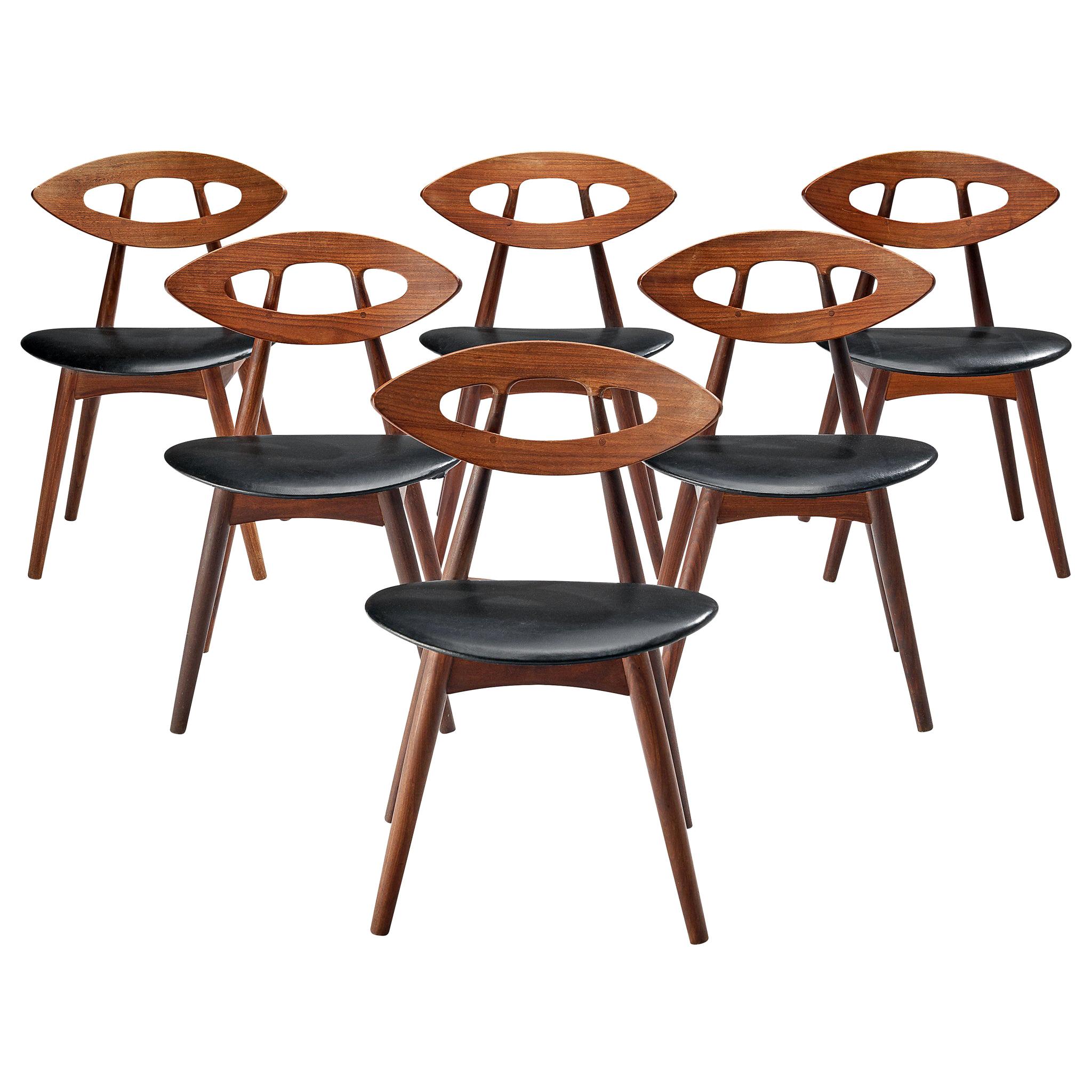 Ejvind A. Johansson Set of Six 'Eye' Dining Chairs