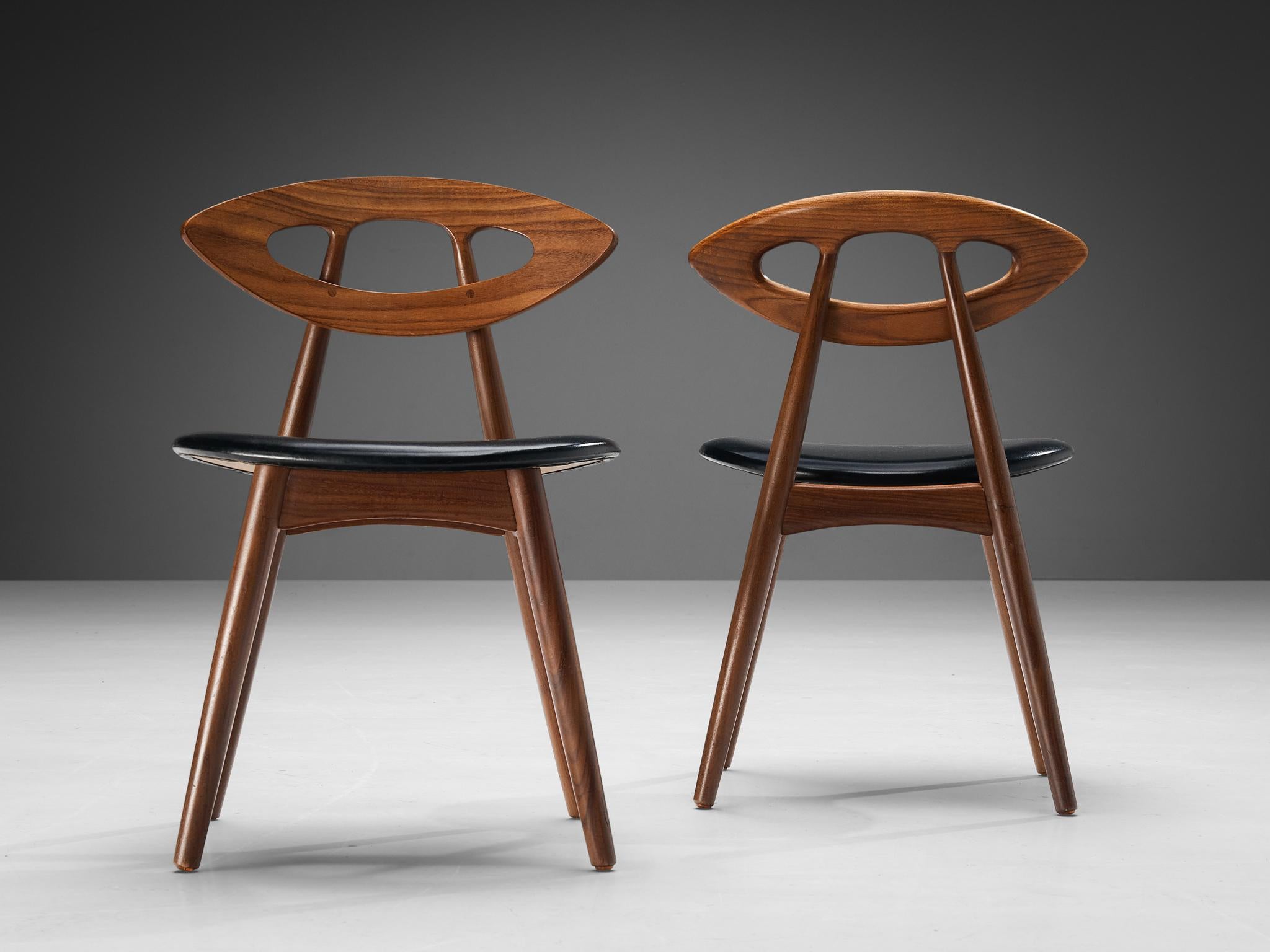 Ejvind A. Johansson Set of Twelve 'Eye' Dining Chairs in Teak In Good Condition In Waalwijk, NL