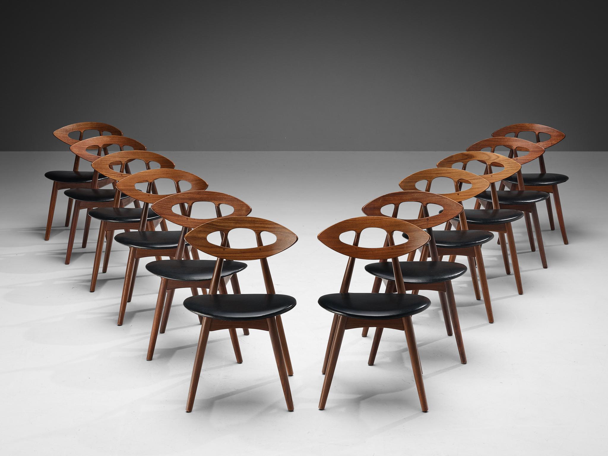 Late 20th Century Ejvind A. Johansson Set of Twelve 'Eye' Dining Chairs in Teak