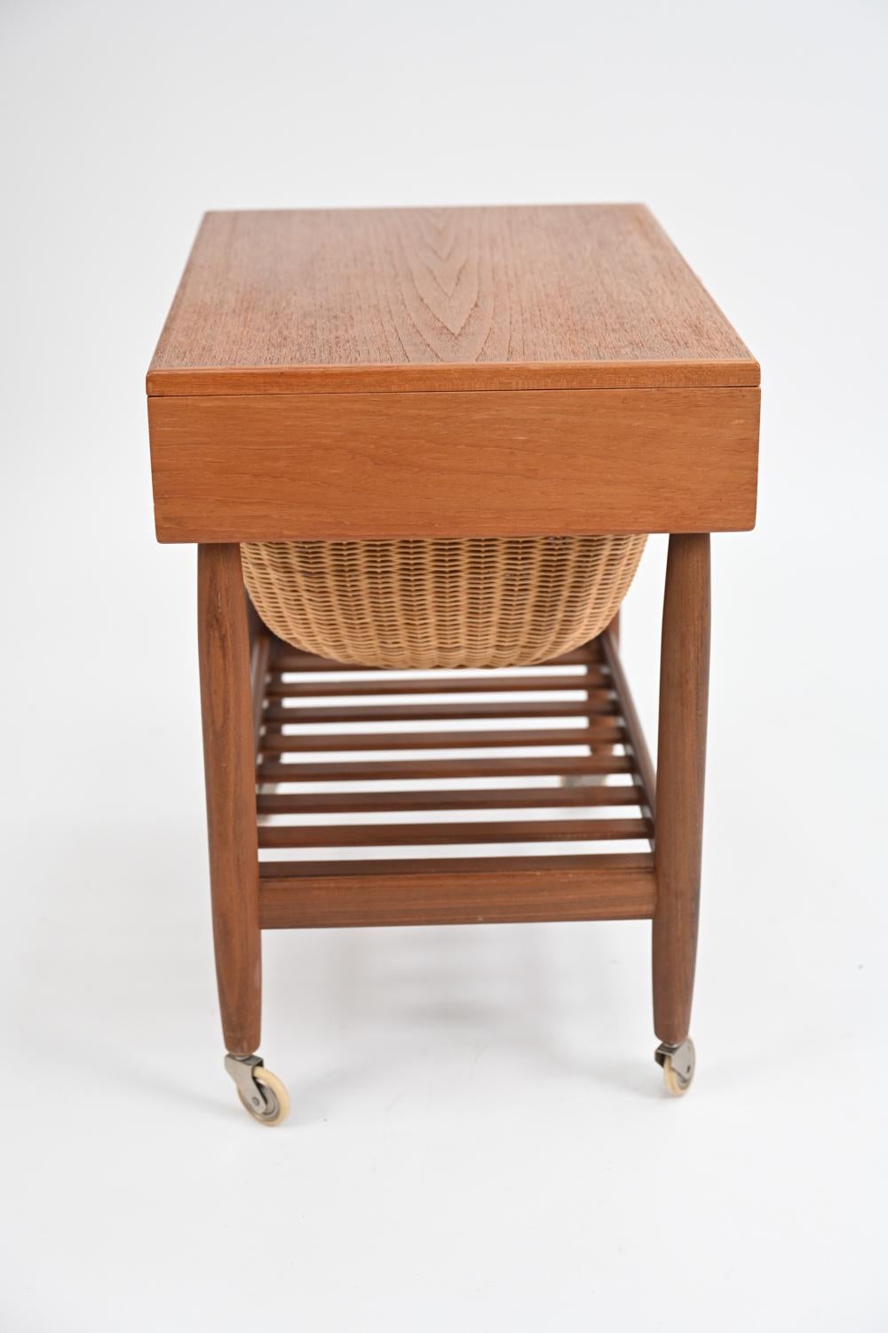 Ejvind Johansson for FDB Mobler Teak Sewing Cart 6