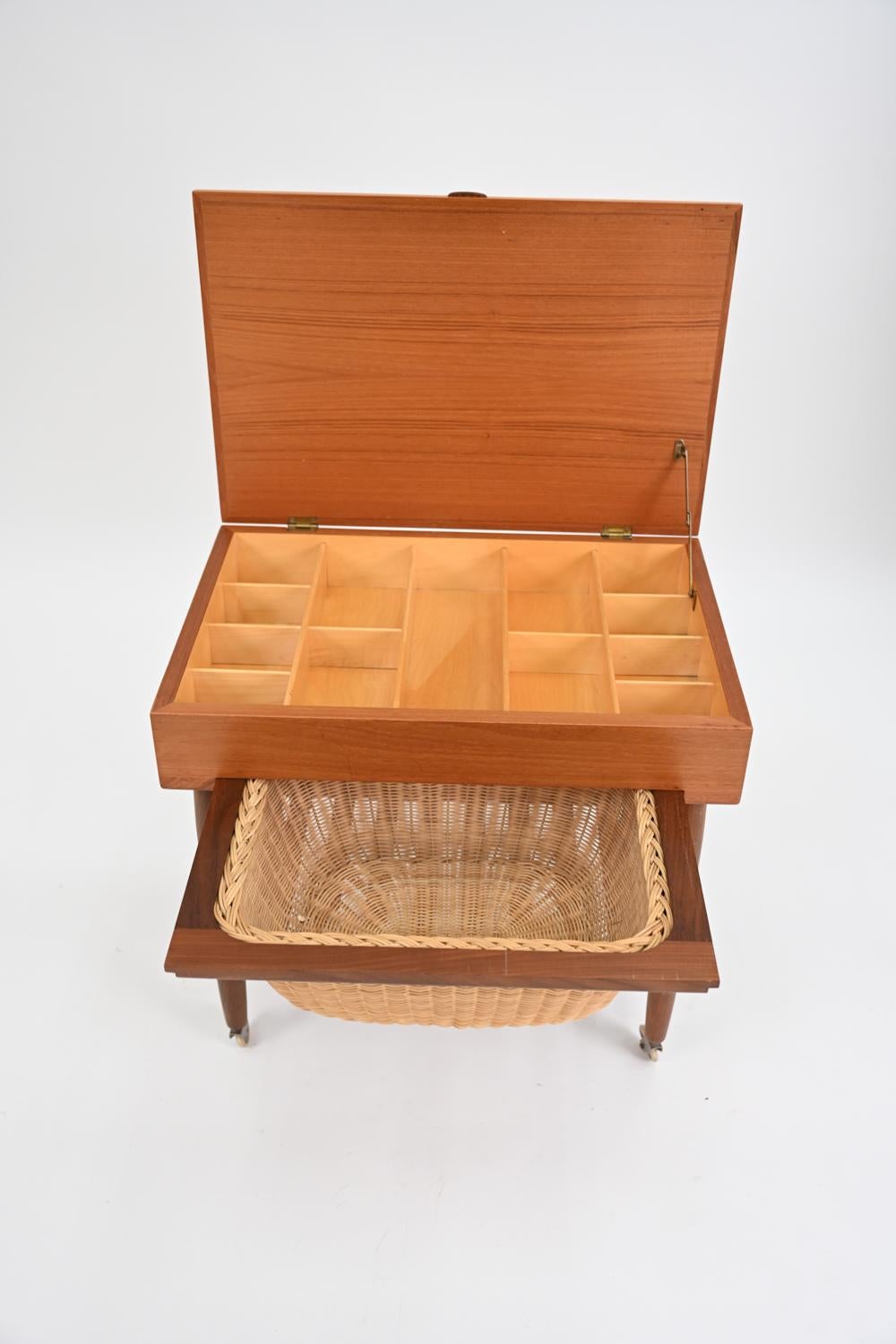 Mid-20th Century Ejvind Johansson for FDB Mobler Teak Sewing Cart