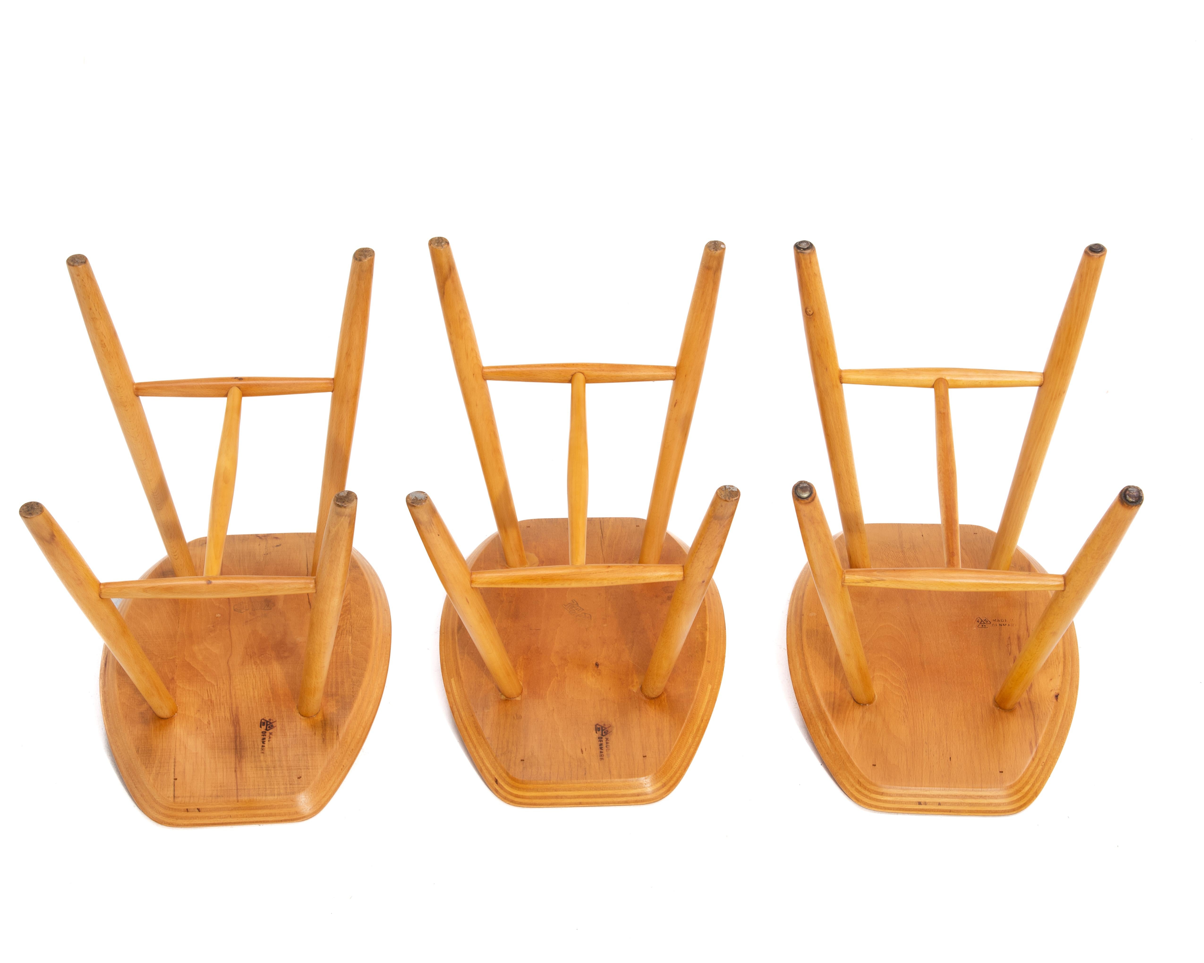 Ejvind Johansson J36 Tabouret FDB Mobler Danemark 1960s Mid Century Modernity set of 3 en vente 7