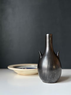 Ejvind Nielsen Black Stoneware Vase, Denmark, 1960s