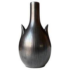 Schwarze Steingutvase von Ejvind Nielsen, Dänemark, 1960er Jahre