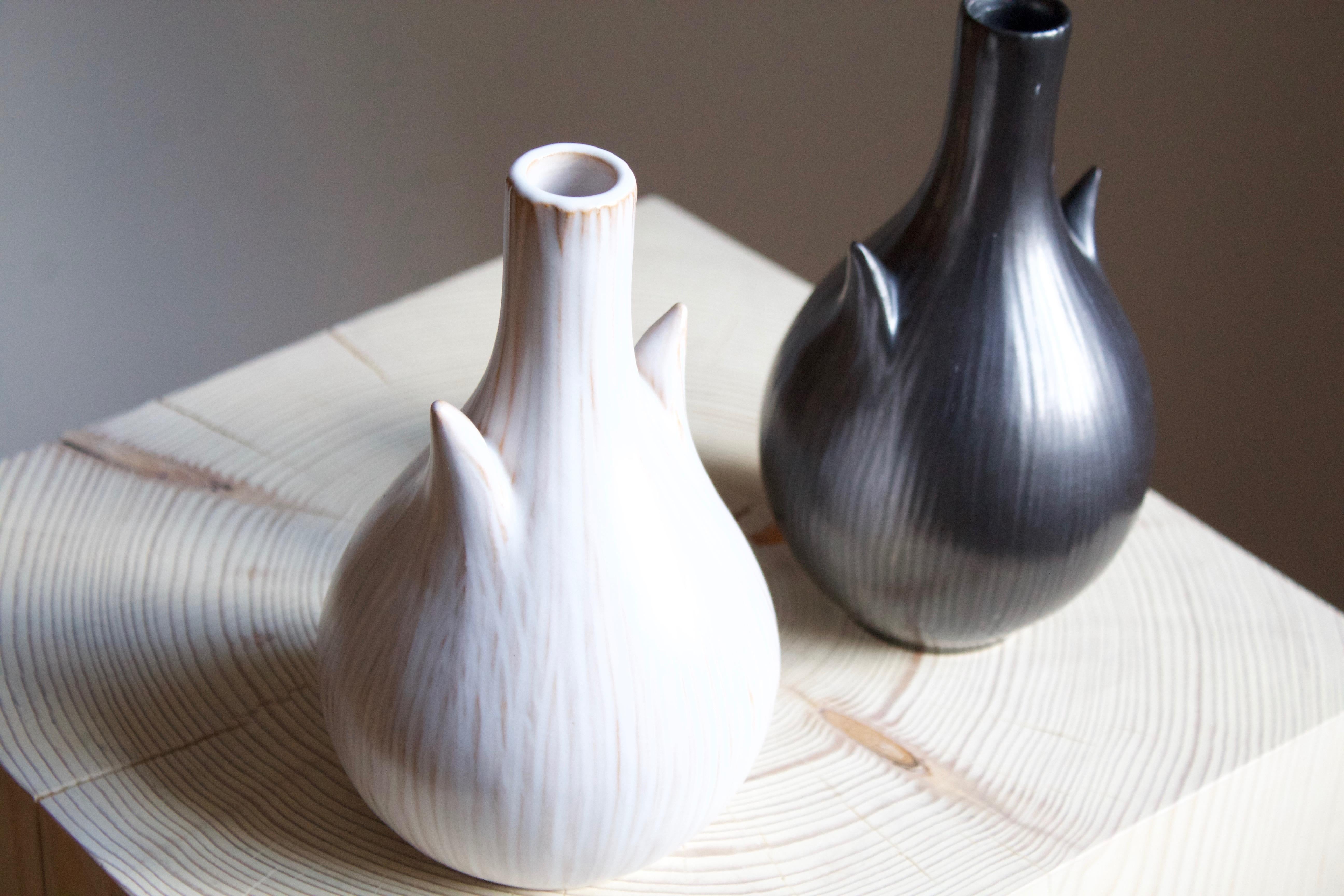 Mid-Century Modern Ejvind Nielsen, Freeform Vases, Glazed Stoneware, Artists Studio, Denmark, 1950s
