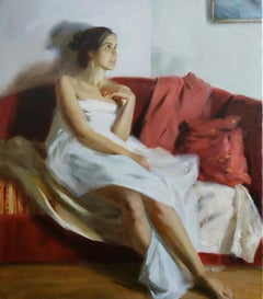 After the Bath. Portrait of Zhenya - 21st Century Contemporary Oil Painting