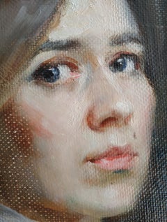 An Instant - 21st Century Contemporary Female Beauty Portrait Oil Painting