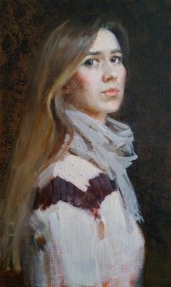 An Instant - 21st Century Contemporary Female Beauty Portrait Oil Painting