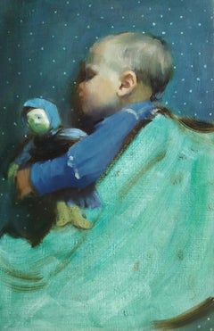 Baby Doll - 21st Century Contemporary Childhood Oil Painting