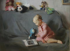 Book Time - 21st Century Contemporary Childhood Oil Painting
