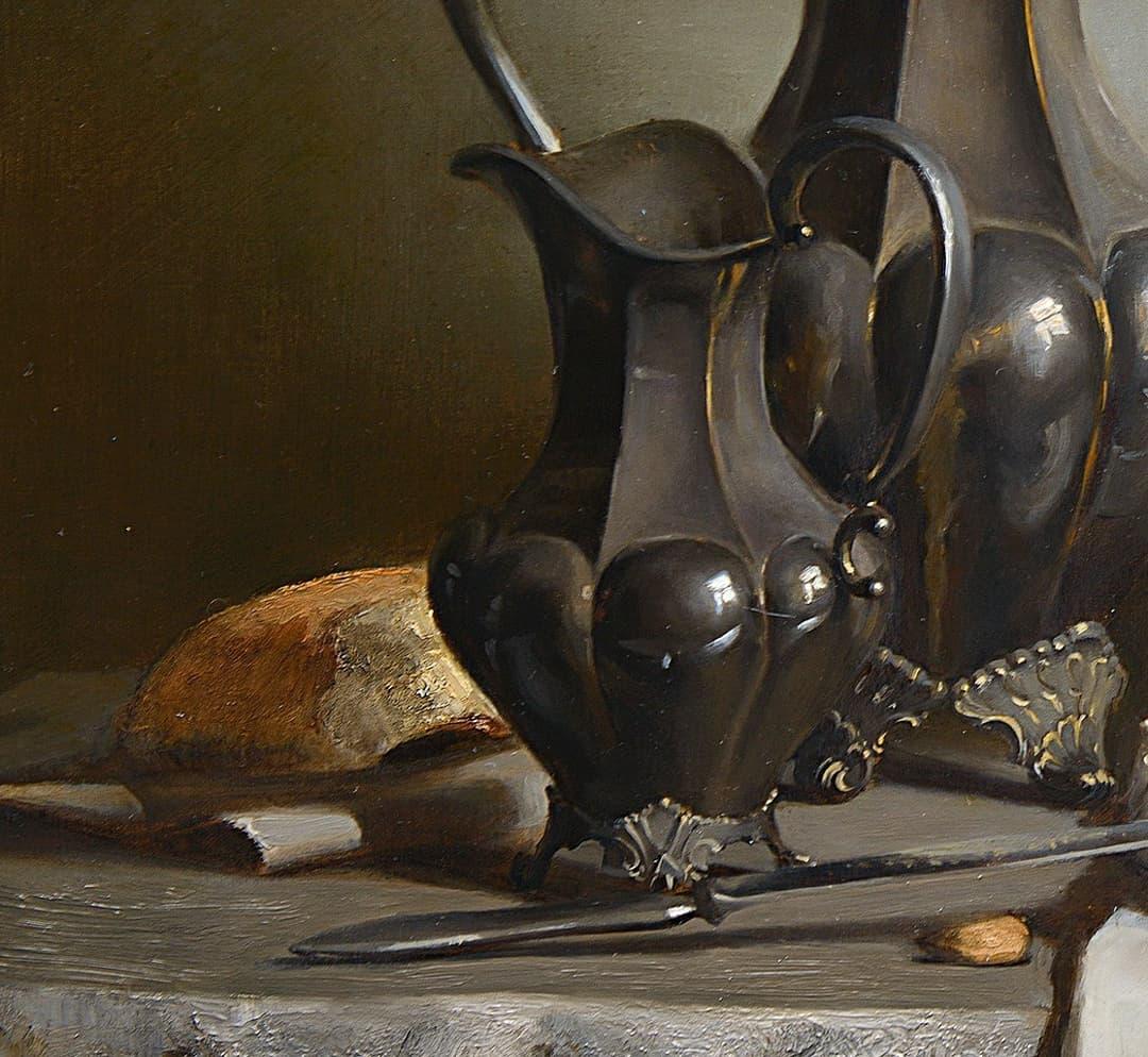 Dutch Still Life - 21st Century Contemporary Realism Oil Painting - Black Still-Life Painting by Ekaterina Bryleva