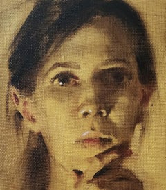 The Wind of Change - 21st Century Contemporary Female Portrait Oil Painting