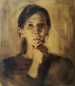 The Wind of Change - 21st Century Contemporary Female Portrait Oil Painting