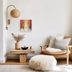 A Sunset's Embrace - Abstraktes, strukturiertes, figuratives Ölgemälde im Impasto-Stil