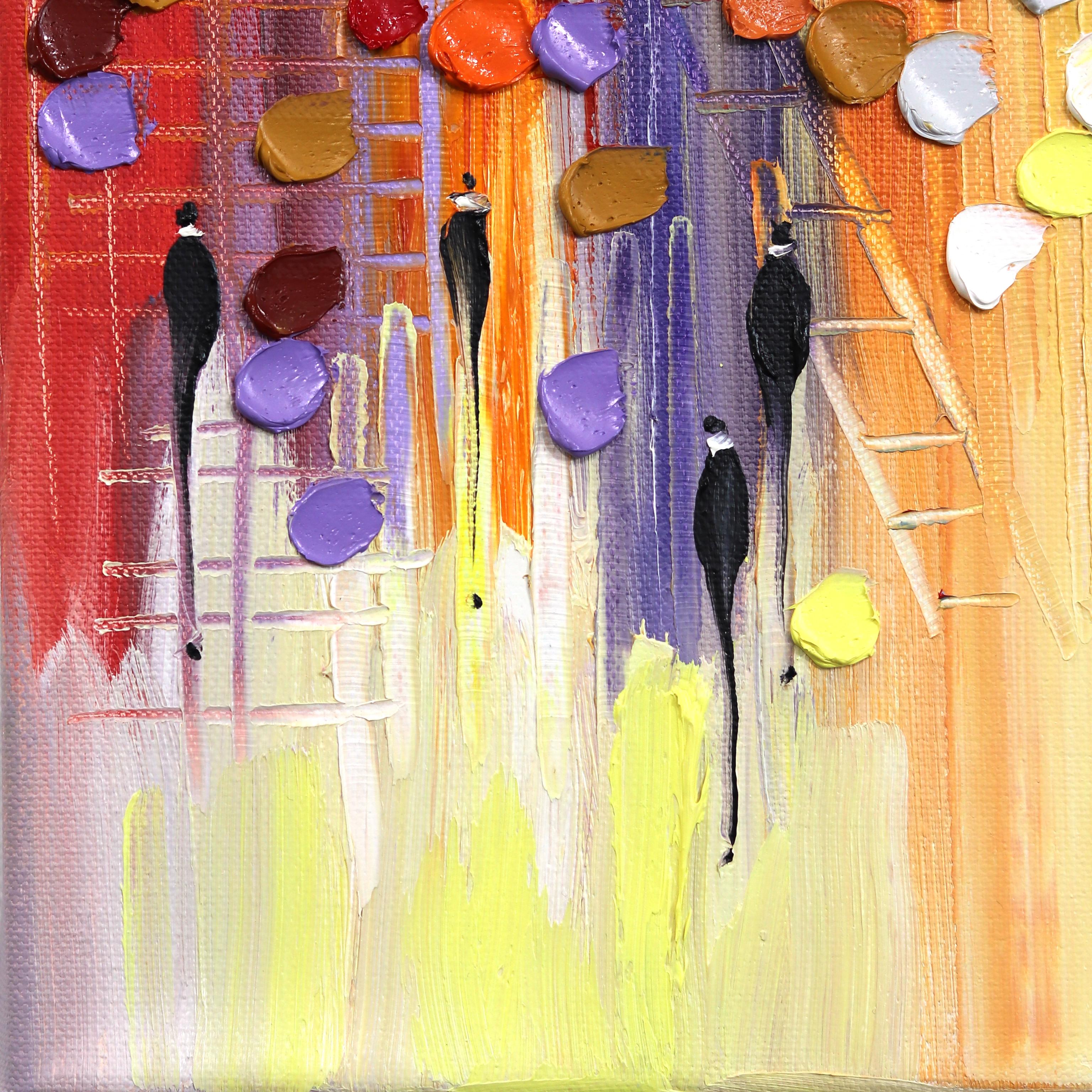 L'abbraccio del tramonto - Pittura ad olio figurativa astratta ad impasto dalla texture calda - Abstract Painting Beige di Ekaterina Ermilkina