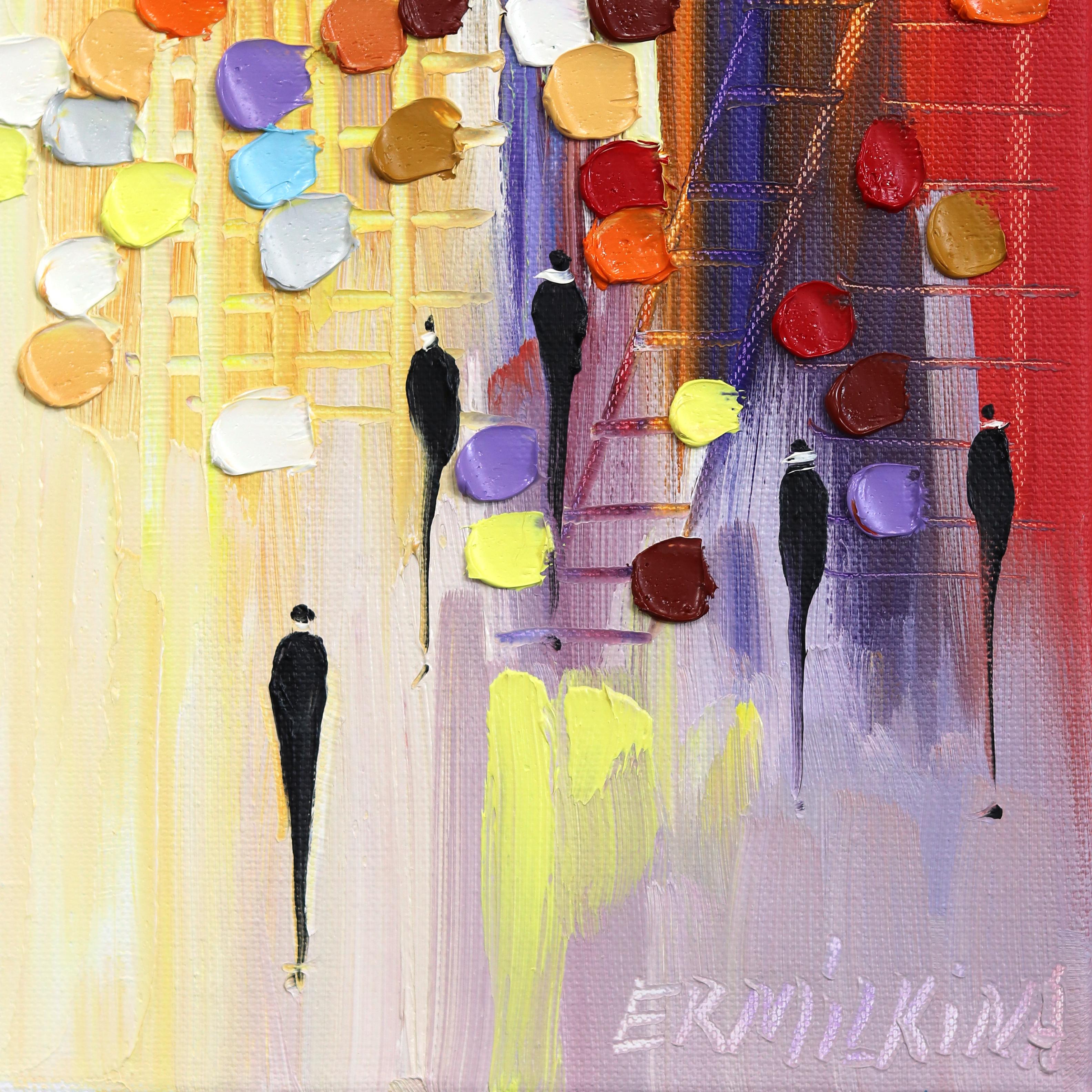 L'abbraccio del tramonto - Pittura ad olio figurativa astratta ad impasto dalla texture calda in vendita 3