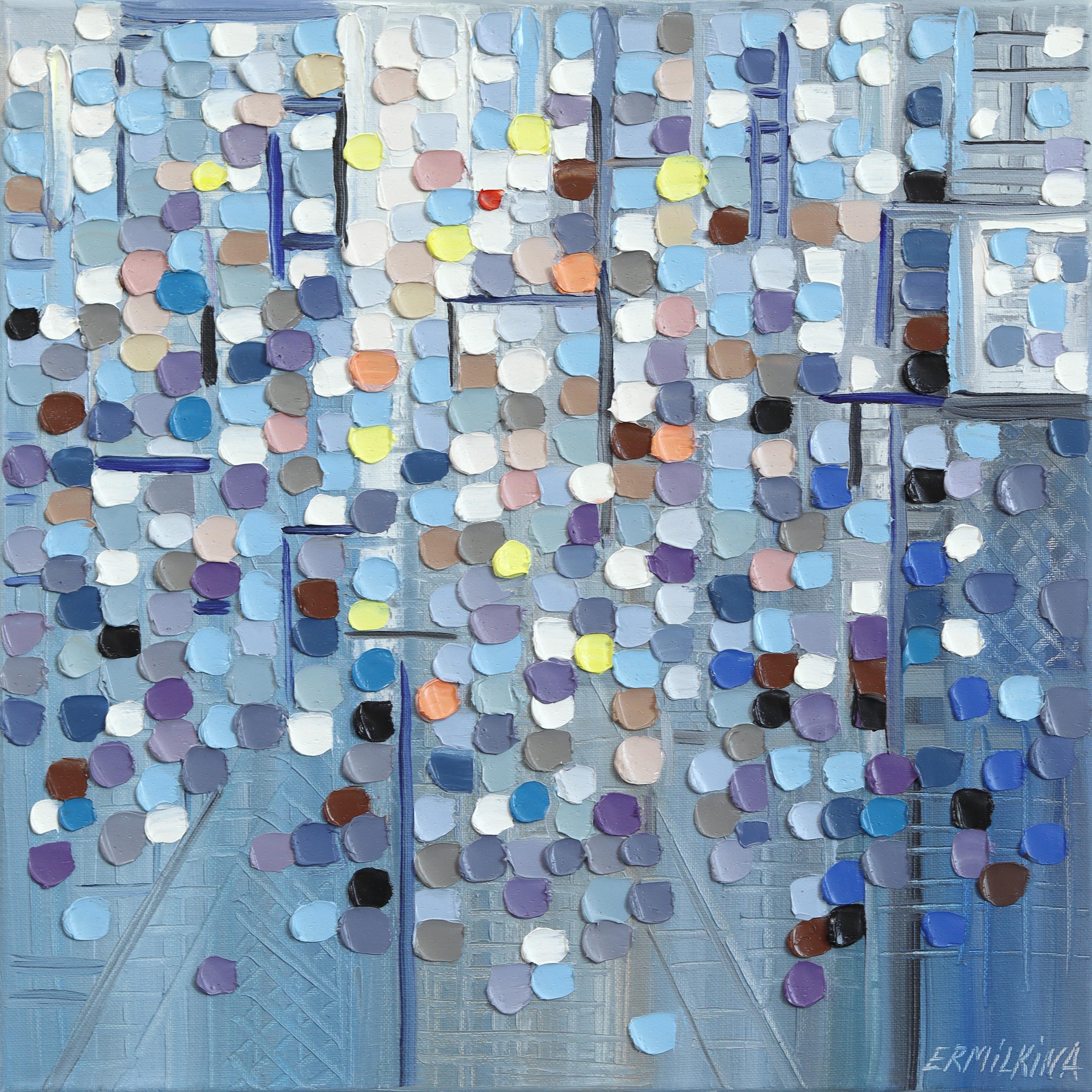 Ekaterina Ermilkina Abstract Painting - Between Streets - Original Abstract Textured Impasto Oil Painting on Canvas