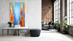 City in Motion - Original Vibrant Colorufl Impasto Oil Painting