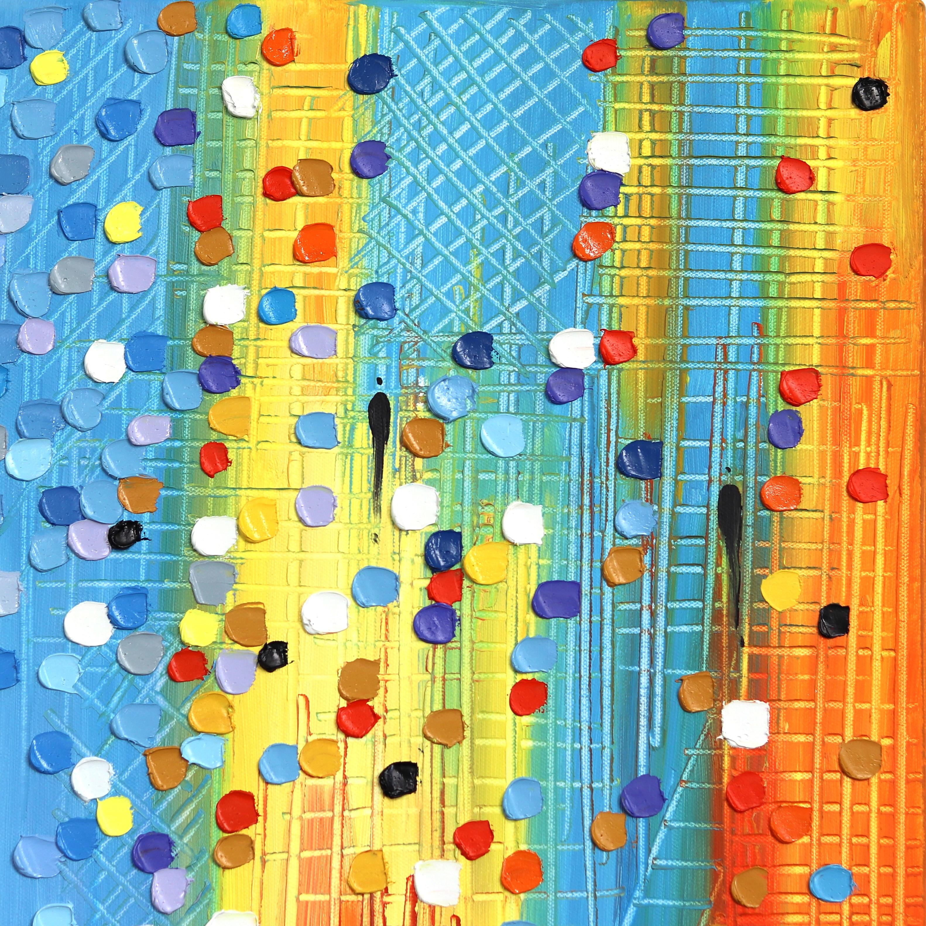 City in Motion - Original Vibrant Colorufl Impasto Oil Painting For Sale 2