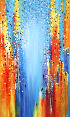 City in Motion - Original Vibrant Colorufl Impasto Oil Painting