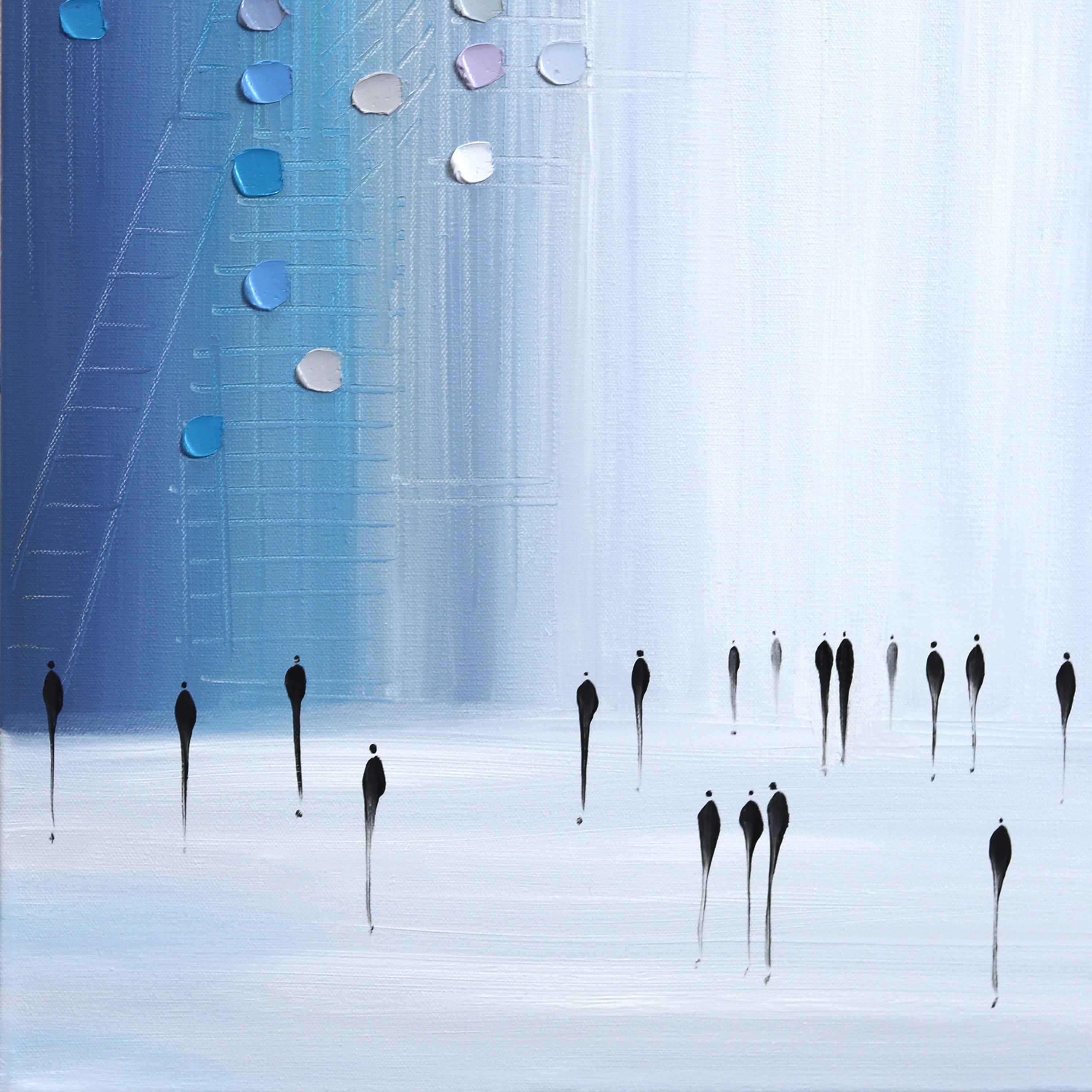 Ekaterina Ermilkina’s original triptych artwork is a breathtaking interpretation of urban skylines, blending abstraction with texture and color to evoke the energy and rhythm of big cities. The piece, measuring an expansive 48 inches in height by 75