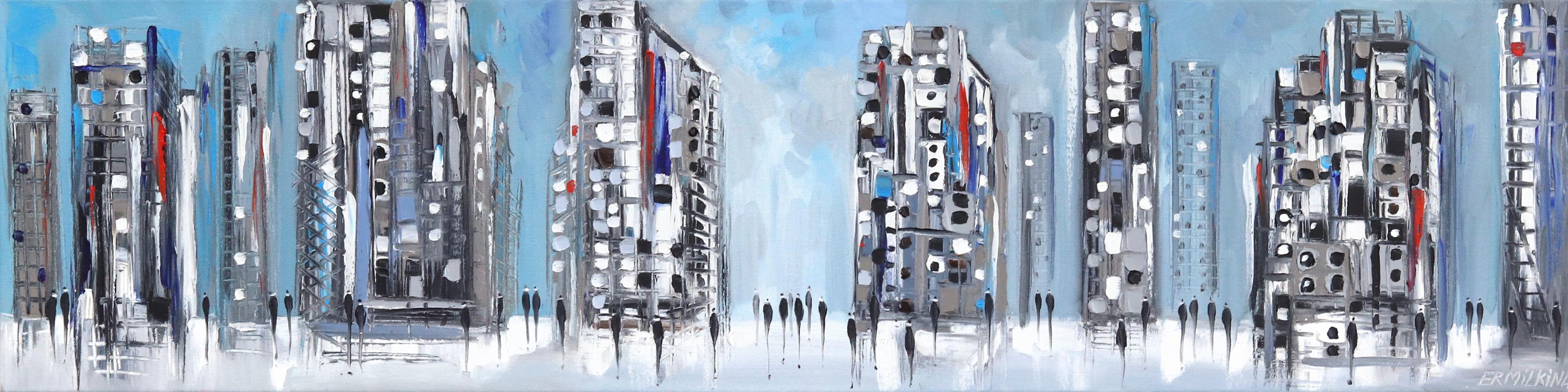 Ekaterina Ermilkina Abstract Painting - City Today  -  Original Oil Painting