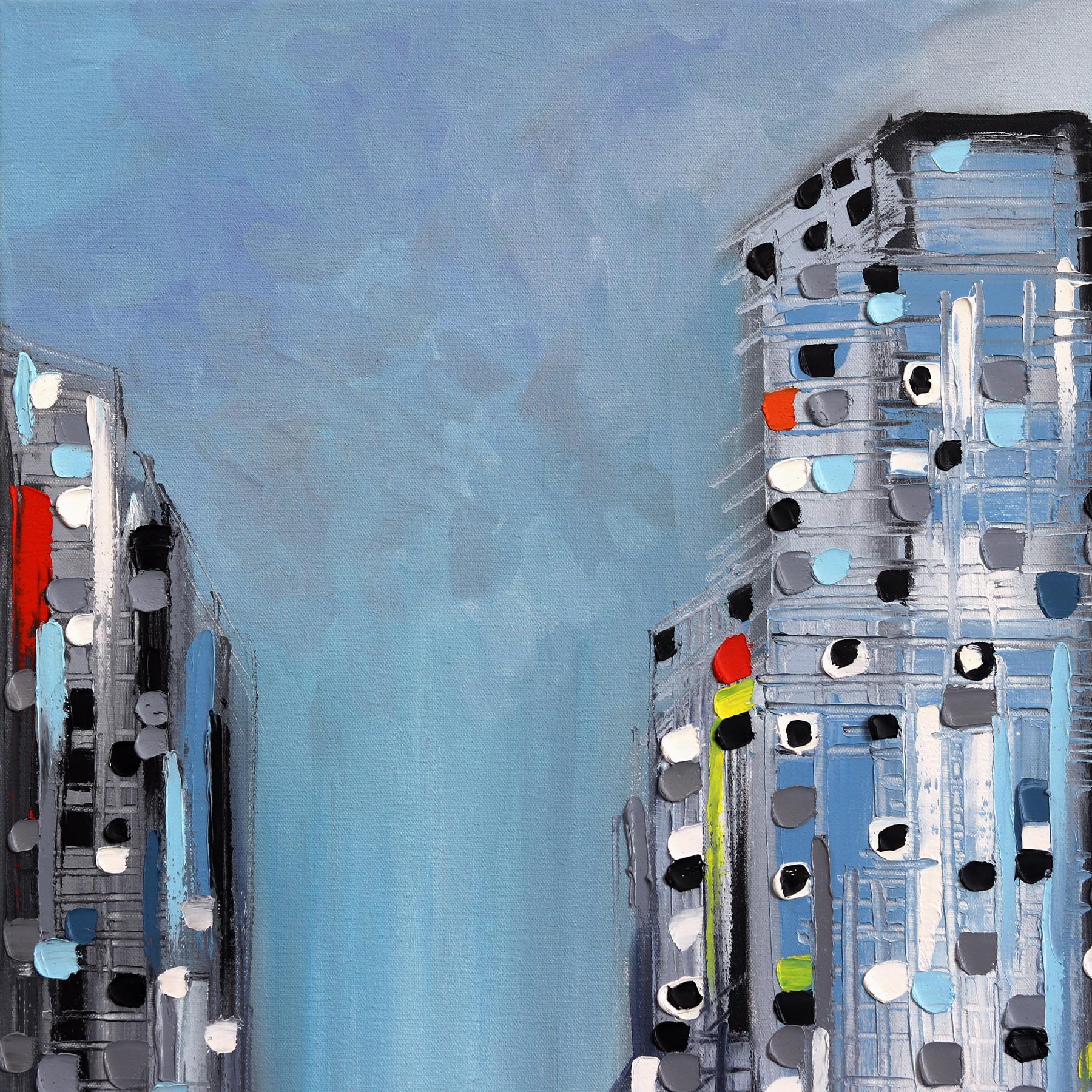 In The City Today - Original Soft Textural City Oil Painting For Sale 2