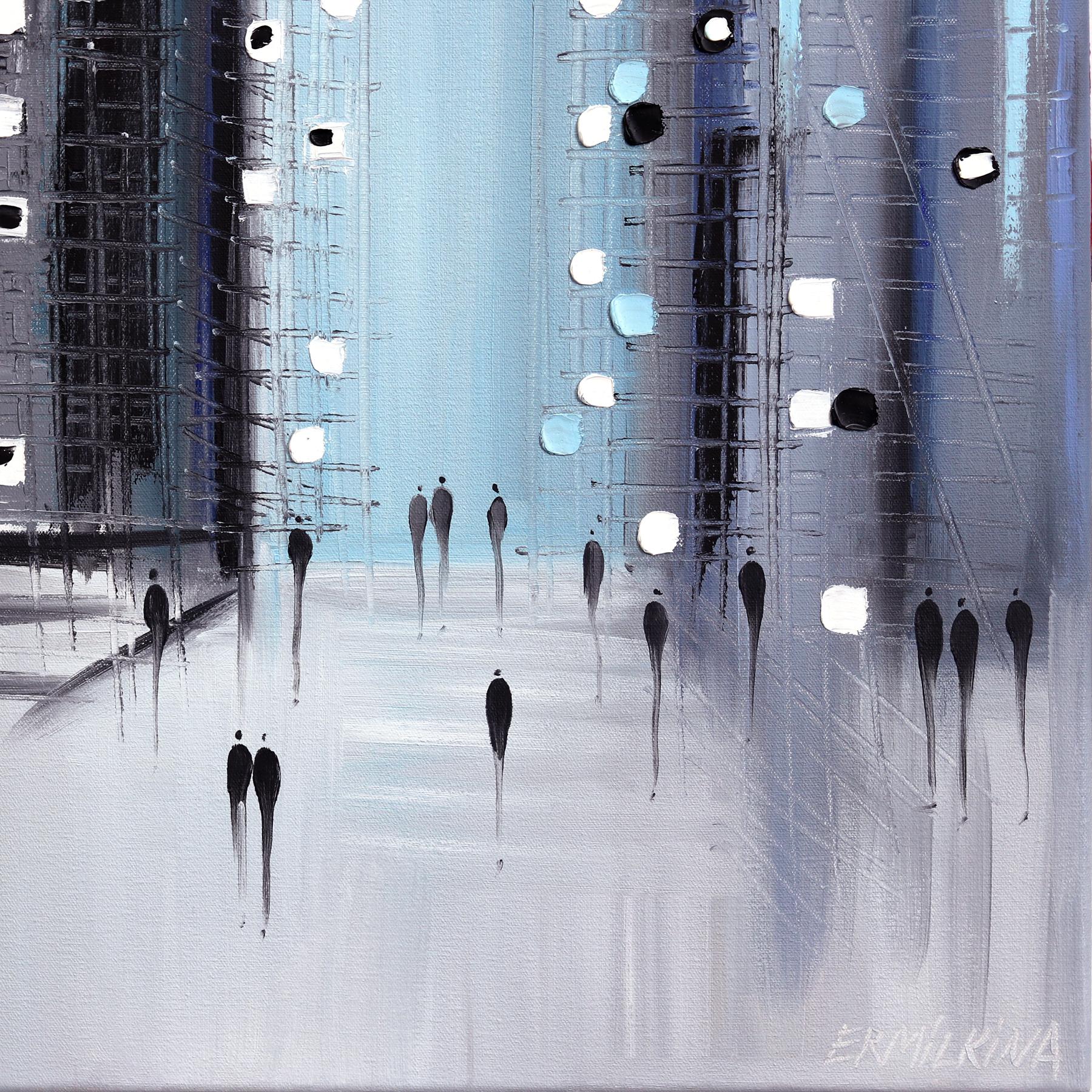 In The City Today - Original Soft Textural City Oil Painting For Sale 7