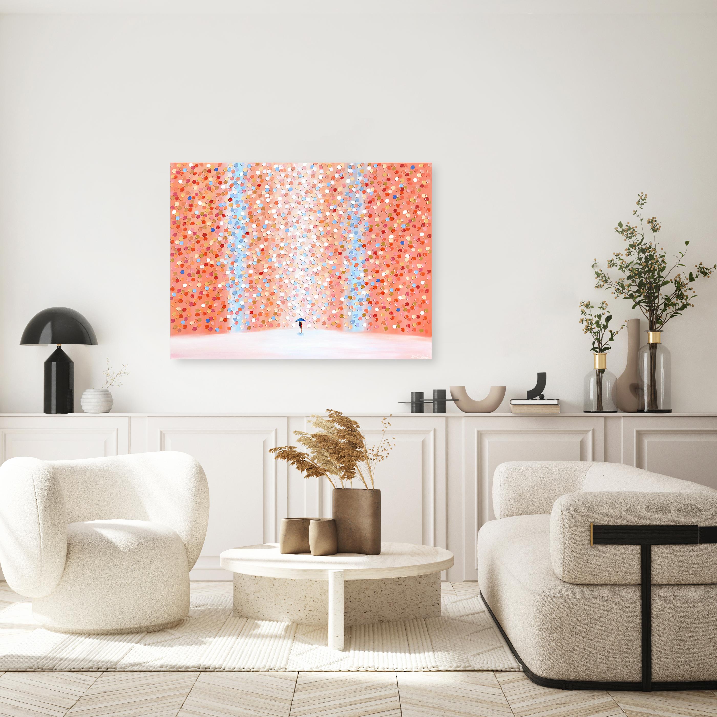 Dawn Stroll - Expressive Color Drenched Textured Impasto Figurative Painting For Sale 1