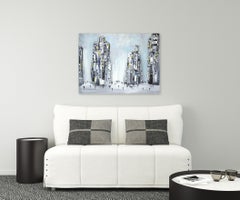 Early City Stroll - Original Abstract Landscape Oil Painting Cityscape