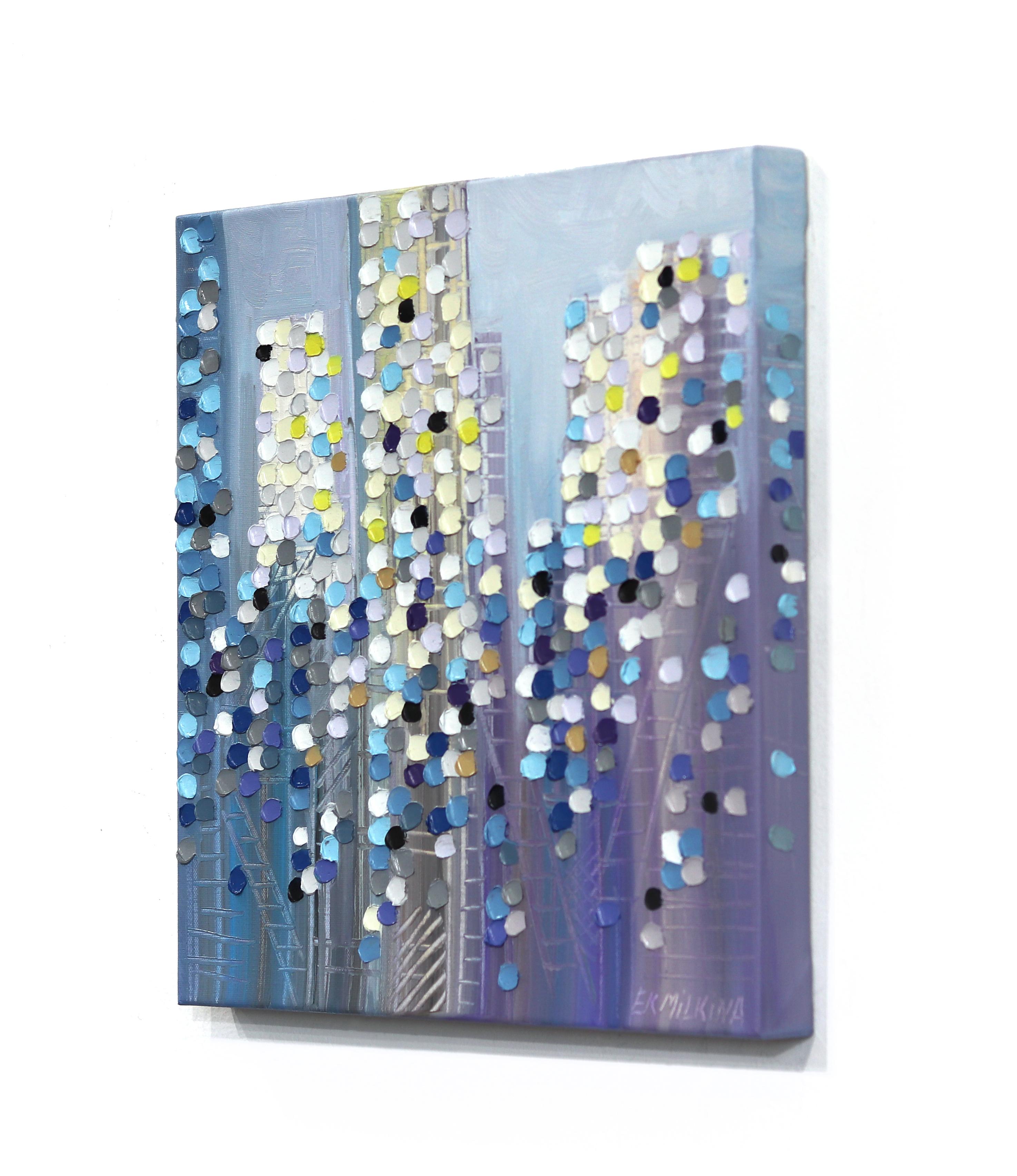 Orizzonti senza fine -  Pittura ad olio astratta Luminosa Impastoscape Cityscape - Landscape Painting Grigio di Ekaterina Ermilkina