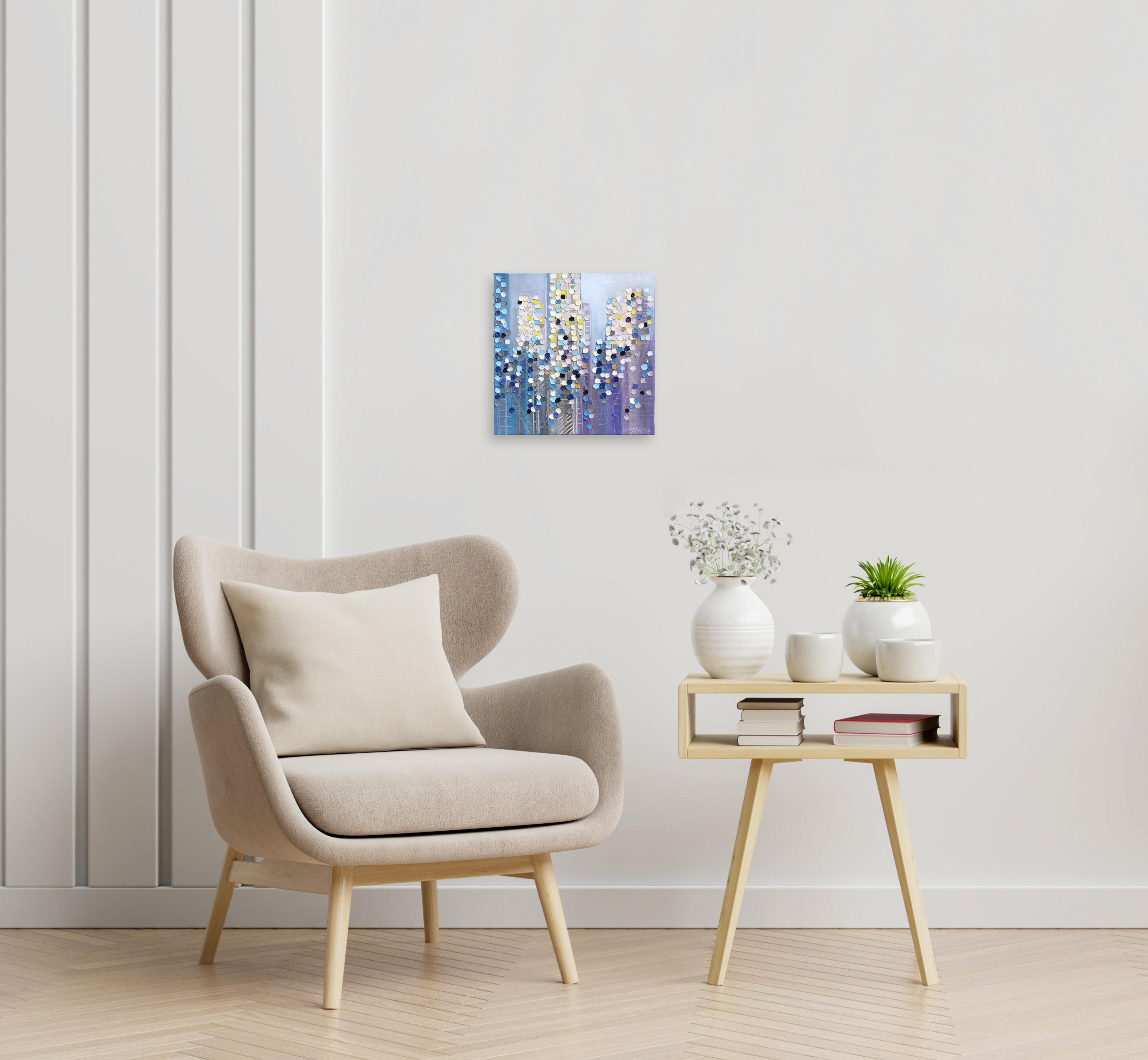 Orizzonti senza fine -  Pittura ad olio astratta Luminosa Impastoscape Cityscape in vendita 1