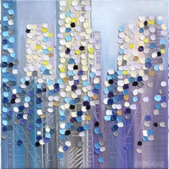 Horizontes sin fin -  Pintura al óleo abstracta al Impasto de textura luminosa Paisaje urbano