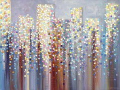 Hazy Sky - Original Abstract Landscape Oil Cityscape Painting