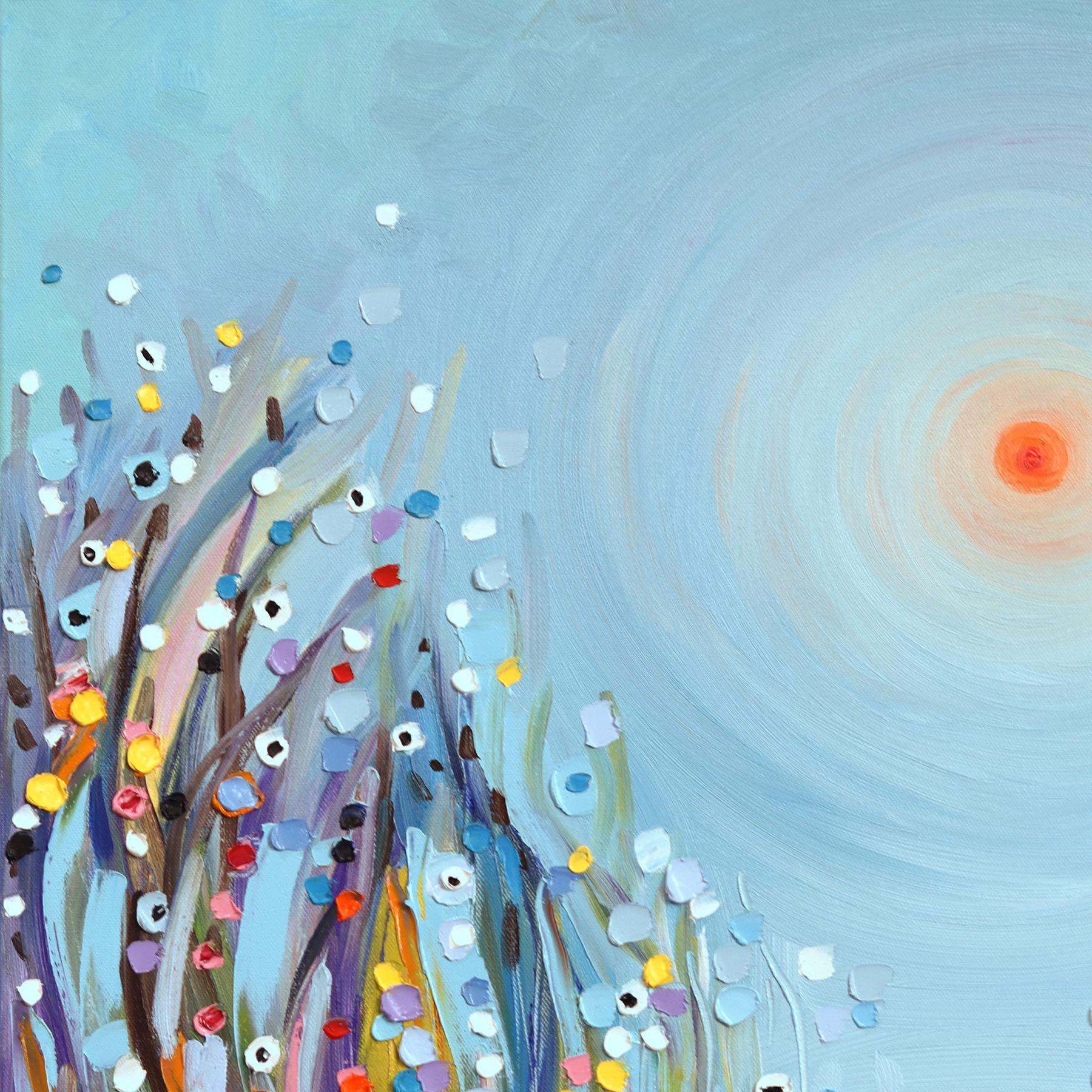 Hidden Hearts - Dreamy Color Drenched Textured Impasto Figurative Painting For Sale 2