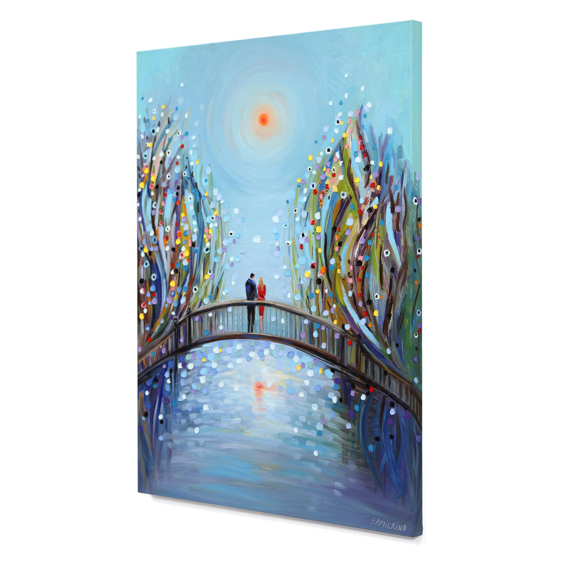 Hidden Hearts - Dreamy Color Drenched Textured Impasto Figurative Painting For Sale 3