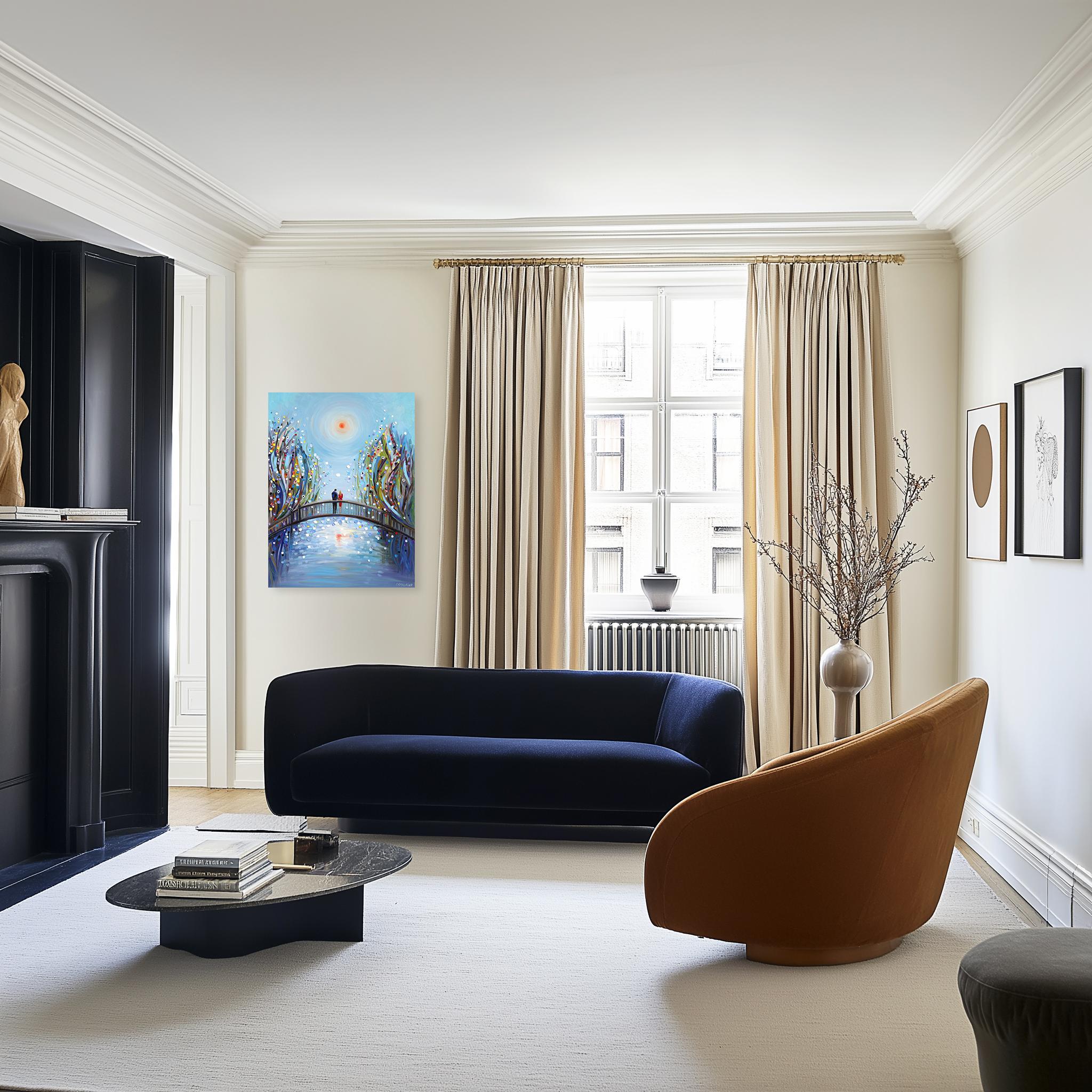 Hidden Hearts - Dreamy Color Drenched Textured Impasto Figurative Painting For Sale 5