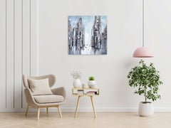 Jam City - Original Abstract Landscape Oil Painting Cityscape on Canvas