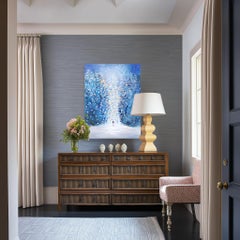 Love Loves Silence - Abstrakte figurative blaue Ton strukturierte Impasto Malerei