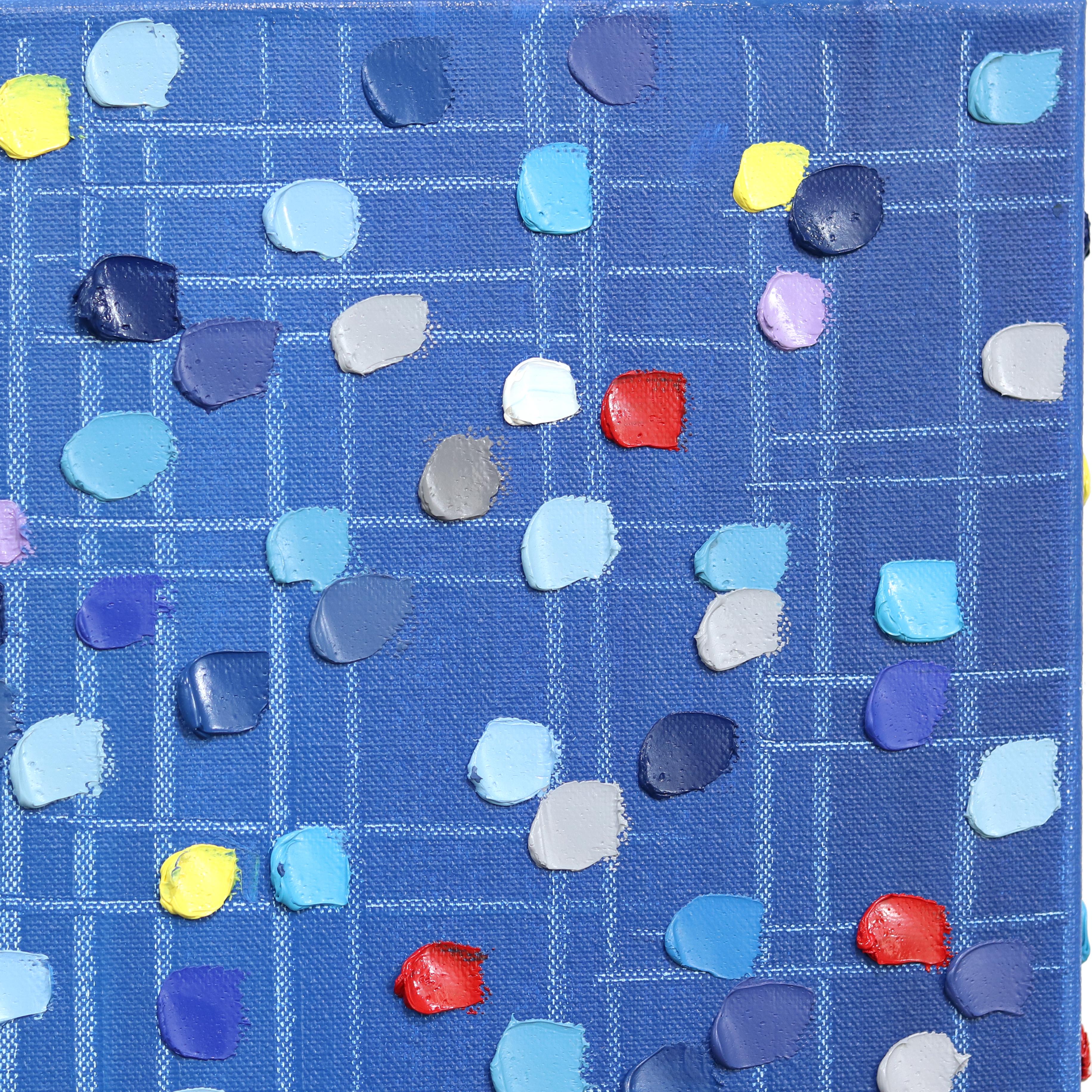 Night Out (Triptychon) - Figuratives blaues strukturiertes Impasto-Ölgemälde auf Leinwand im Angebot 1